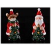 Albero di natale con Babbo Natale/Renna con led Cm. 7x17