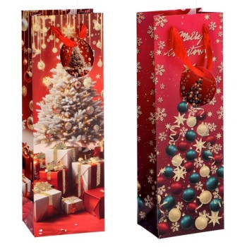 Busta regalo patinata portabottiglia fantasia natalizia...