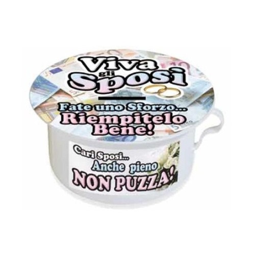 Salvadanaio vasetto da notte Viva gli sposi cm. 22