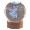 Lampada sfera crystal grande Cm. 8 con base in legno e led - Angioletto
