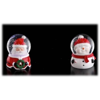 Sfera natalizia palla di neve con base testa Cm. 5x7