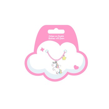 Collanina rosa con charms - Unicorno
