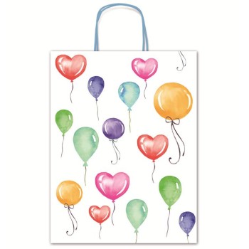 Busta regalo con cordoncino "Palloncini" Cm. 16x8x21