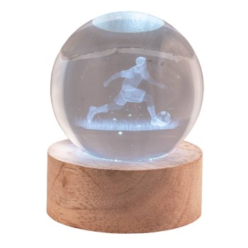 Lampada sfera crystal media Cm. 6 con base in legno e led...