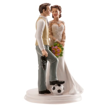 Cake topper resina deluxe Cm. 18 - Coppia sposi calcio... 2