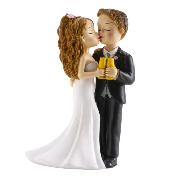 Cake topper resina deluxe Cm. 16 - Coppia sposi che brinda