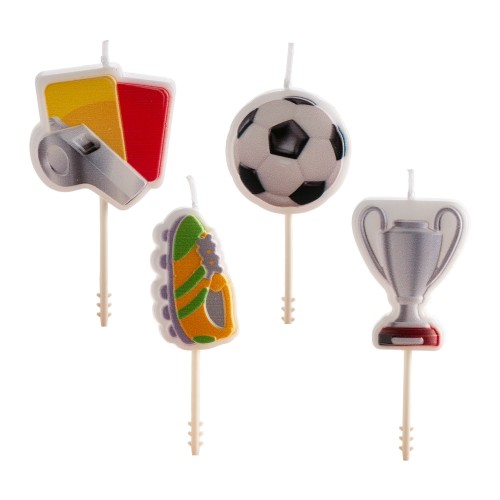 Candeline per torta 2D Cm. 8 - 4 pezzi - Calcio