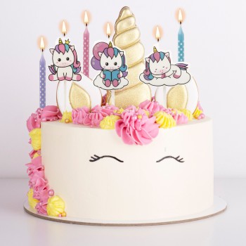 Candeline per torta 2D 6 pezzi – Unicorno 2