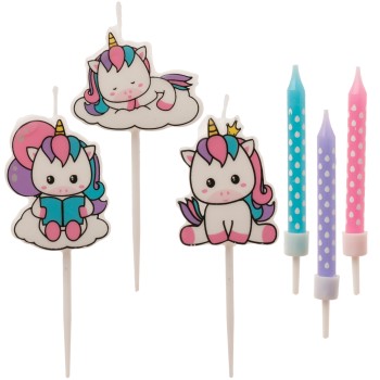 Candeline per torta 2D 6 pezzi – Unicorno