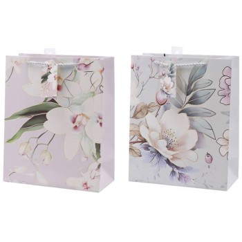 Busta regalo patinata c/cordoncino "Flower" Cm. 18x10x23 2
