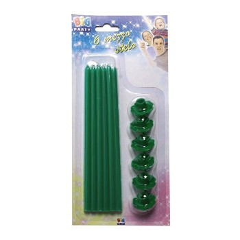 Candele lunghe stelo Cm. 20 con supporto - Blister 6...