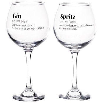 Set 2 calici cocktail in vetro 52 CL con scritte umoristiche