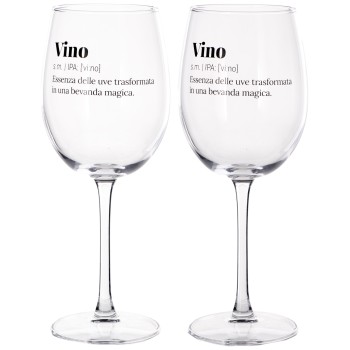 Set 2 calici vino in vetro 45 CL con scritte umoristiche