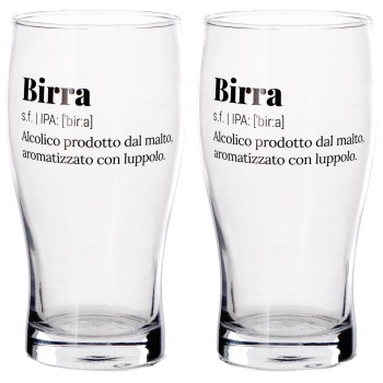 Set 2 Bicchieri in vetro pinta 58 CL con scritte umoristiche