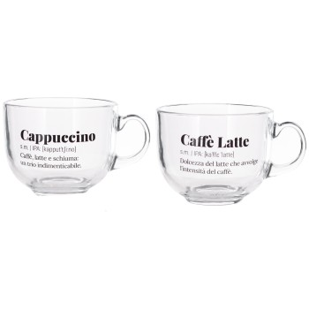 Set 2 tazze in vetro 480 ML con scritte umoristiche