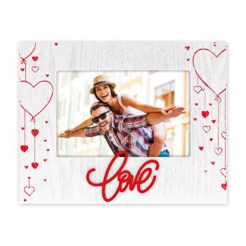 Portafoto in legno "Love&Hearts" Red Cm. 22x17 - Foto Cm....