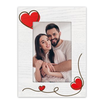 Portafoto in legno con cuori orizzontale Cm. 16x21 - Foto...