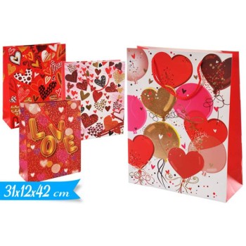 Busta regalo patinata "Love" Cm. 31x12x42 - Modelli...