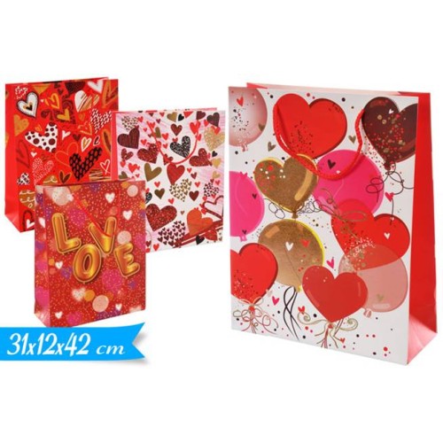 Busta regalo patinata "Love" Cm. 31x12x42 -...