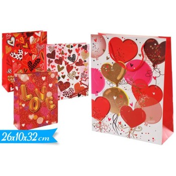 Busta regalo patinata "Love" Cm. 26x10x32 - Modelli...