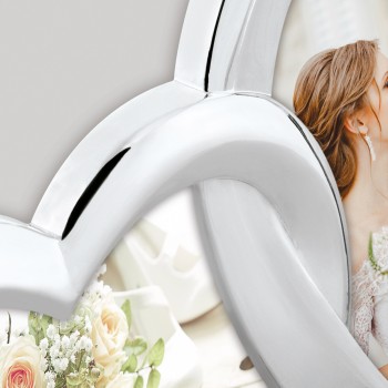 Portafoto in metallo silver "Cuori intracciati" Cm. 20x13... 2