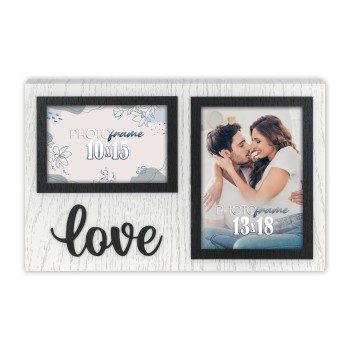 Portafoto in legno doppio "Love" Cm. 35x22 - Foto Cm....
