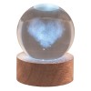 Lampada sfera crystal media Cm. 6 con base in legno e led - Cuori nuvola