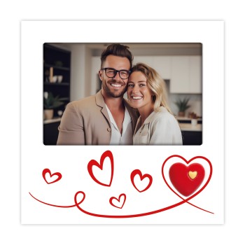 Portafoto in legno "Cuore gold" Cm. 18x18 - Foto Cm. 10x15