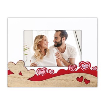 Portafoto in legno orizzontale "Cuori" Cm. 22x17 - Foto...