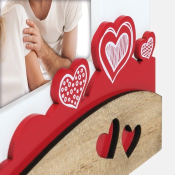 Portafoto in legno orizzontale "Cuori" Cm. 22x17 - Foto... 2