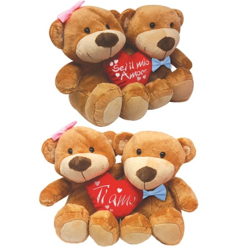 Peluche coppia orsetti seduti "Lui&Lei" Cm. 20...