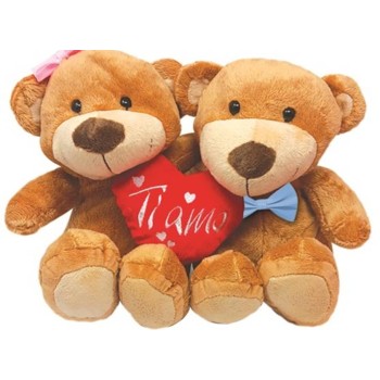 Peluche coppia orsetti seduti "Lui&Lei" Cm. 20 - Modelli...