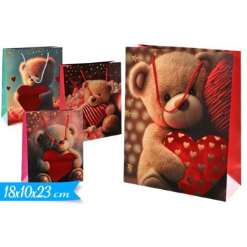 Busta regalo patinata "Orsetto" Cm. 18x10x23 - Modelli...