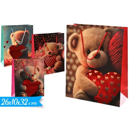 Busta regalo patinata "Orsetto" Cm. 26x10x32 -...