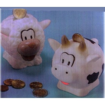 Salvadanaio pvc 3D mucca e pecora