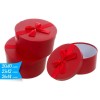 Set 3 scatole tonde rosse con fiocco da Cm. 26x14 a Cm. 20x10