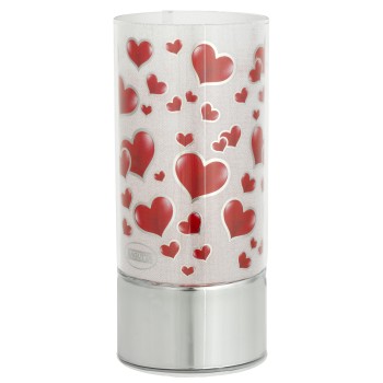 Lampada cilindro vetro deluxe "Hearts" con led Cm. 20x9...