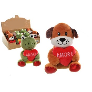 Peluche soft "Cane&Rana" con cuore Ti amo - Modelli...