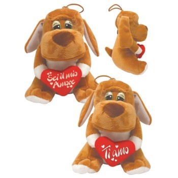 Peluche cane seduto soft Cm. 20 con cuore - Modelli...