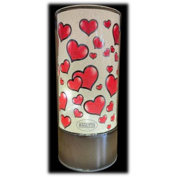 Lampada cilindro vetro deluxe "Hearts" con led Cm. 20x9... 2