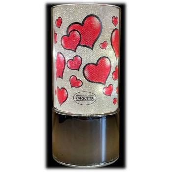 Lampada cilindro vetro deluxe "Hearts" con led Cm. 15x7... 2