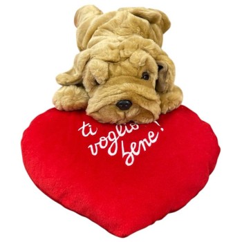 Peluche cane steso Cm. 40 con cuore