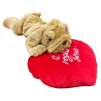 Peluche cane steso Cm. 40 con cuore 2