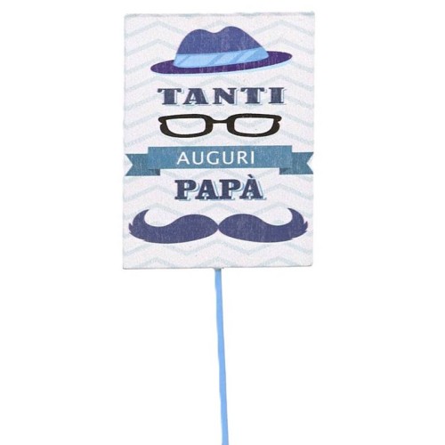 Set 12 pick con baffi «Tanti Auguri Papà»