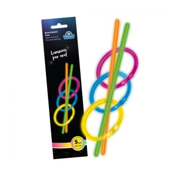 Braccialetto fluo Glow in the dark - Blister 5 pezzi
