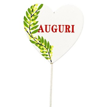 Set 12 pick in legno mimosa Auguri