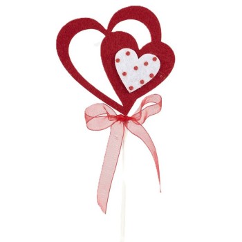 Set 12 pick cuore in panno con cornice