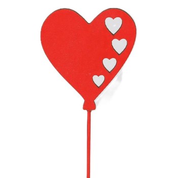 Set 12 pick cuore in legno traforato