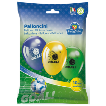 Palloncini in lattice stampati Calcio - Blister 10 pezzi