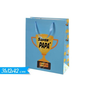 Busta regalo patinata «Super Papà» Cm. 31x12x42